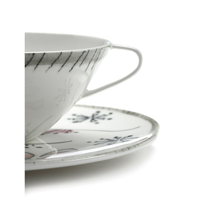 Marni Midnight Flowers Soup Bowls & Saucers Set Of 2 - Fiore Rosa image number 2